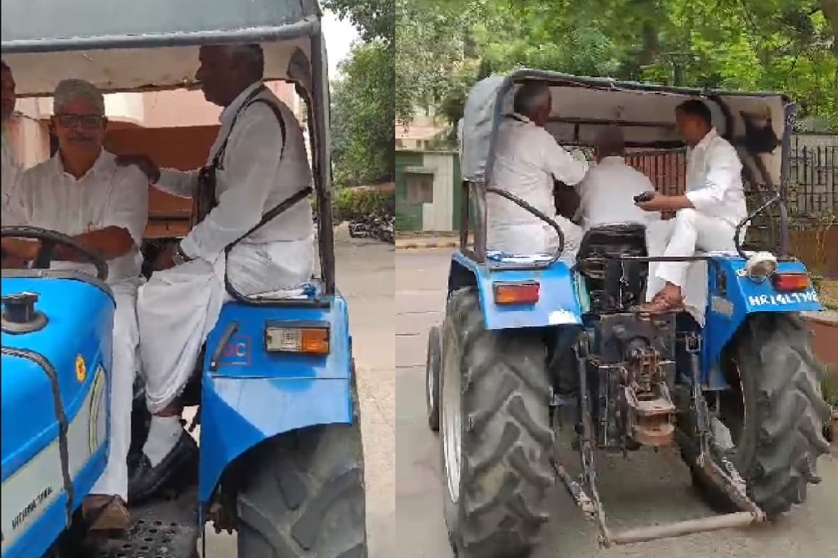 सीकर सांसद ने ऐसा क्या किया पूरे देश में हो रही चर्चा, वायरल हुईं तस्वीरें- Sikar MP Amraram Sikar MP Amraram Tractor Photo Parliament