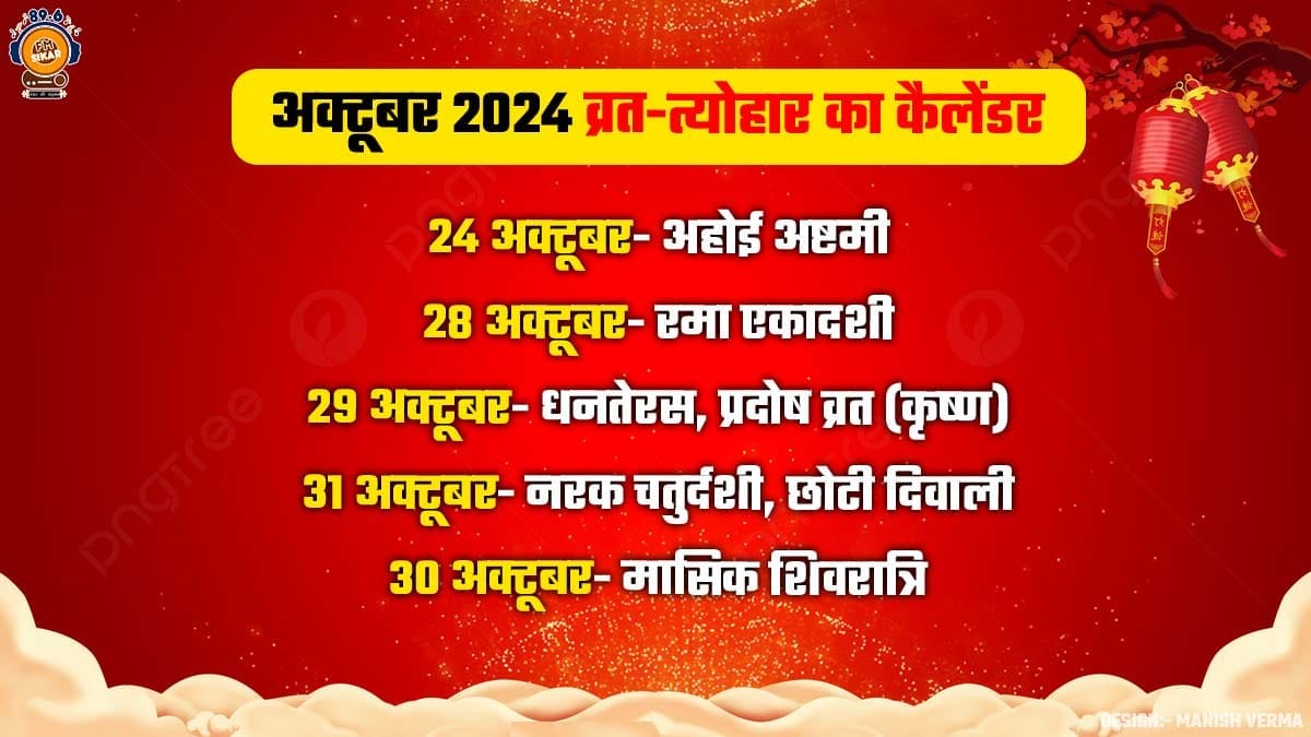 October 2024 Festivals Hindu Calendar: अक्टूबर में 15 से अधिक व्रत-त्योहार, देखिए पूरी लिस्ट October 2024 Calender 3