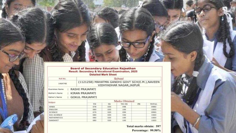 RBSE 10th Topper List 2025 rashi prajapat