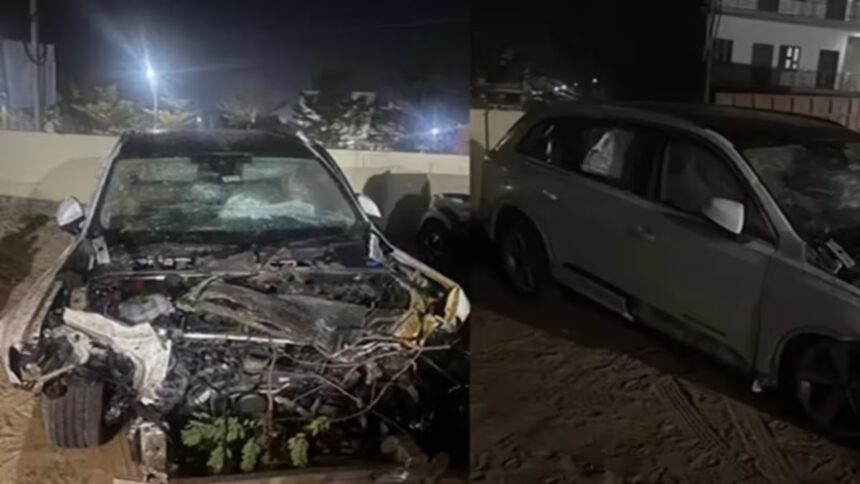 Jaipur luxury car rampage accident scene at kharvas circle