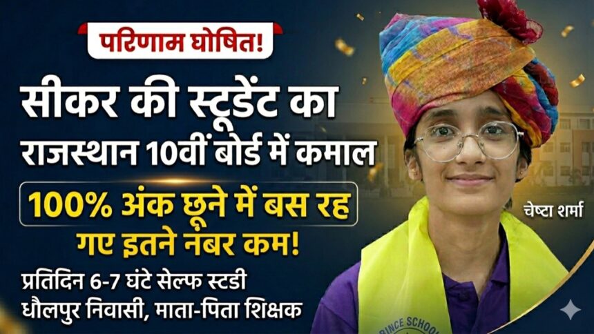 RBSE 10th Result 2026 Sikar Cheshta Sharma Tops with 99 Percent